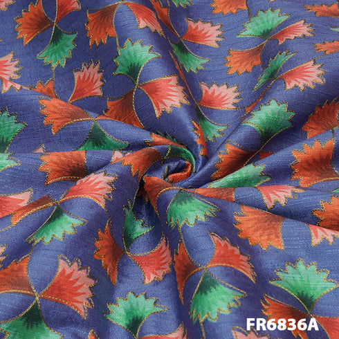 Zari Printed Linen Silk Fabric FR6836